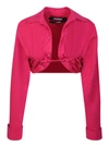 Jacquemus Pink Cotton Cropped Shirts In Pink