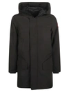 CANADA GOOSE BLACK COTTON BLEND PADDED MID-LENGTH COAT