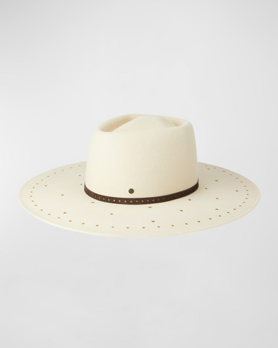 Maison Michel Charles Pyrography Felt Fedora In Seed Pearl