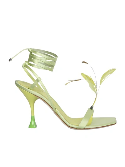 3juin Yellow Leather Sandals In Green