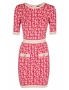Elisabetta Franchi Red Monogram Pattern Minidress In Red