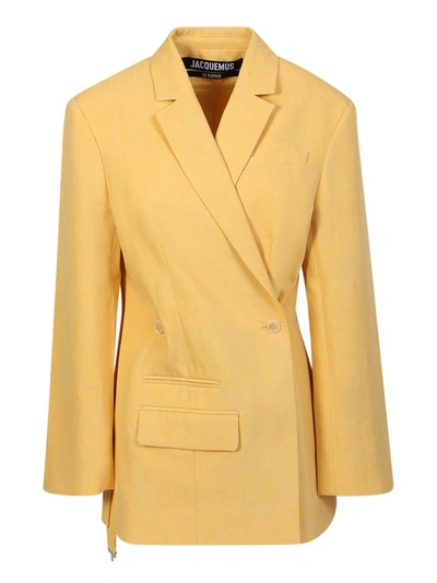 JACQUEMUS JACQUEMUS YELLOW DOUBLE-BREASTED BLAZER