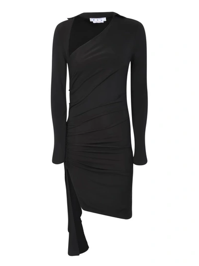 Off-white Vi-crepe Draped Mini Dress In Black