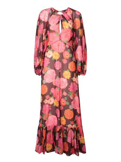 La Doublej Eve Floral-print Chiffon Dress In Multicolor