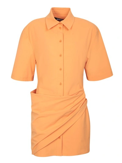 Jacquemus Draped Design Orange Dress
