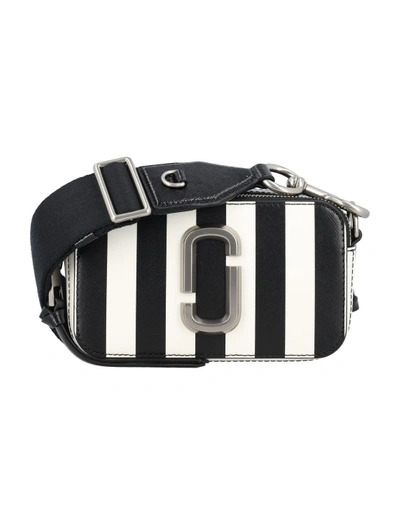 Marc Jacobs The Snapshot Striped Crossbody Bag In Black
