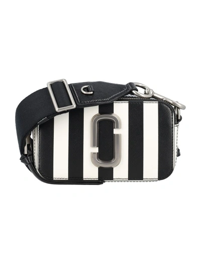 Marc Jacobs The Snapshot Striped Crossbody Bag In Black  