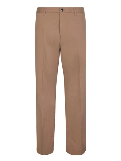 Nine In The Morning Taupe Slim Trousers In Brown