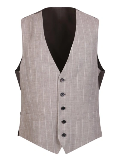 Lardini Brown Pinstripe Gilet In Multi