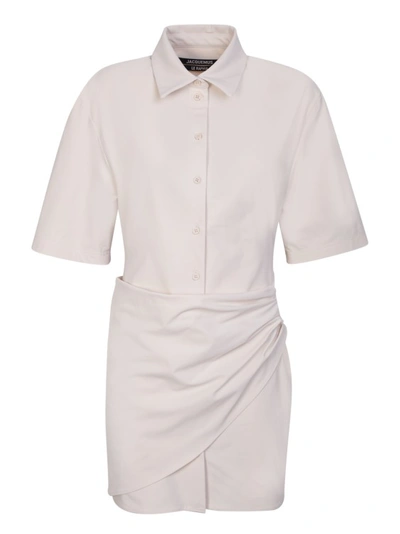 Jacquemus Draped Design White Dress