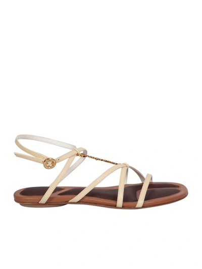 Jacquemus Embellished Leather Sandals In Brown