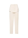Andreädamo Viscose Blend Trouser With Frontal Panels With Metal Hooks In Neutrals