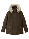 WOOLRICH GREEN DOWN FILLED JACKET WITH FUR HOOD
