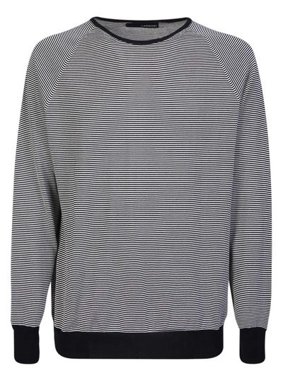 Lardini Blue Striped Contrast-trim Sweatshirt In Grey