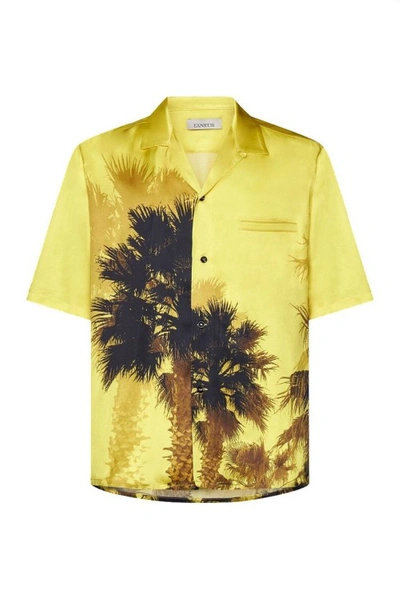 Laneus Tropical-print Short-sleeve Shirt In Yellow