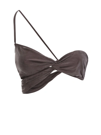 JACQUEMUS JACQUEMUS BROWN ASYMMETRICAL TOPS