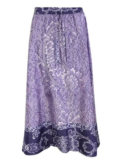 Pierre-louis Mascia Gonna Bresson Floral-print Straight Skirt In Purple