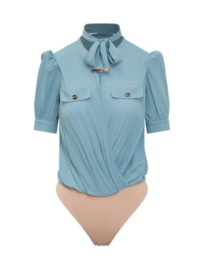 Elisabetta Franchi Blue Viscose Bodysuit