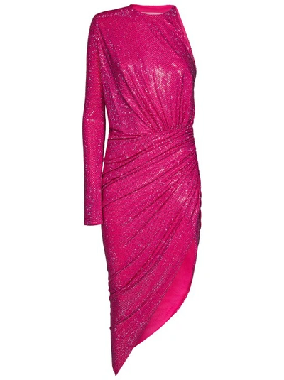 Alexandre Vauthier Crystal-embellished One-shoulder Midi Dress In Pink