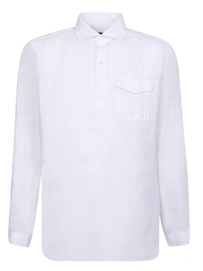 Lardini White Linen Chest Pocket Shirt