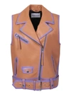 Stand Studio Tan And Lilac Biker Vest In Brown