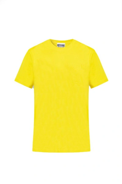 Moschino Yellow Logo Print T-shirt In Gold