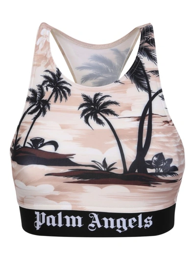 Palm Angels Stretchy Sports Top In Neutrals
