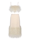 JACQUEMUS RAFFIA FRINGE WHITE DRESS