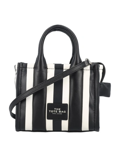 Marc Jacobs Stripe Micro Tote Bag In Black