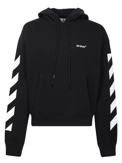 Off-white Brand-embroidery Kangaroo-pocket Relaxed-fit Cotton-jersey Hoody In Schwarz