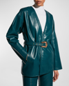 AS BY DF JASPER BELTED RECYCLED LEATHER COAT