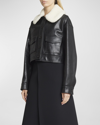 Proenza Schouler Judd Leather Jacket With Shearling Collar In Black