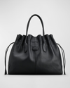 TOD'S DRAWSTRING RUCHED LEATHER TOTE BAG