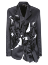 Comme Des Garçons Ruffled-detail Satin-finish Blazer In 1