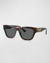 Versace Men's Medusa Acetate Square Sunglasses In Crl