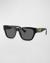 Versace Men's Medusa Acetate Square Sunglasses In Clear