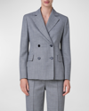 AKRIS MARVIN MICRO HOUNDSTOOTH DOUBLE-BREASTED BLAZER