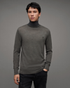 Allsaints Mode Merino Roll Neck Sweater In Grey