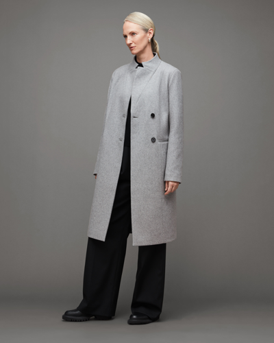 Allsaints Sidney Wool Cashmere Slim Fit Coat In Grey ModeSens