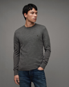 Allsaints Mode Merino Crew Neck Ramskull Sweater In Monument Grey Marl