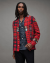 Allsaints Carreaux Patchwork Checked Jacquard Shirt In Postbox Red