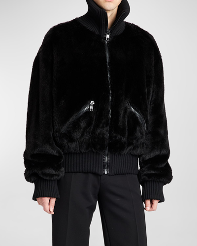 DOLCE & GABBANA MEN'S FAUX-FUR BOMBER JACKET