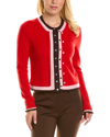 Tory Burch Triple Layer Cashmere Cardigan In Red