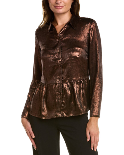 Nanette Lepore Metallic Blouse In Brown