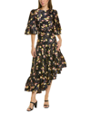 Cinq À Sept Cinq A Sept Kossa Printed Asymmetrical Dress In Black