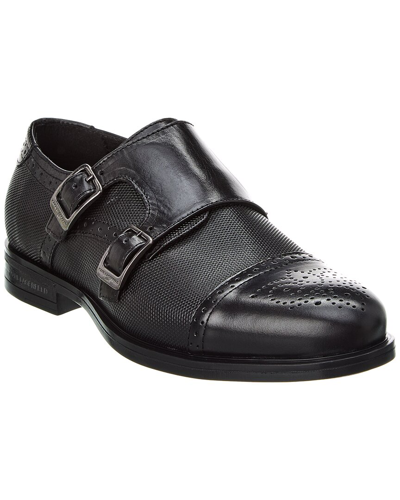 Karl Lagerfeld Double Monk Leather Oxford In Black