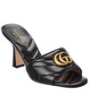 Gucci Double G Leather Sandals In Black