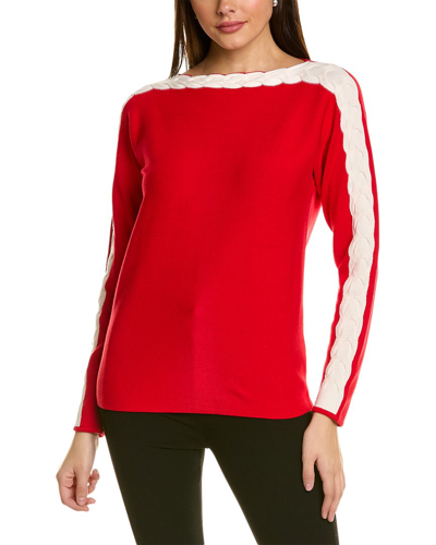 St John Cable Braid Sweater In Red