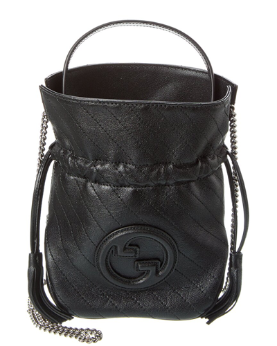 Gucci Blondie Mini Leather Bucket Bag In Black