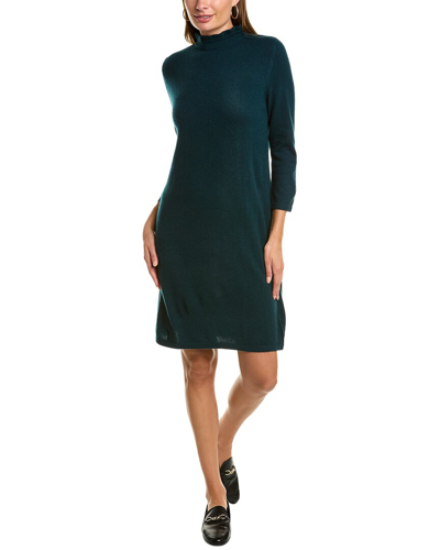 Forte Cashmere Ruffle Neck Cashmere Sweaterdress In Green